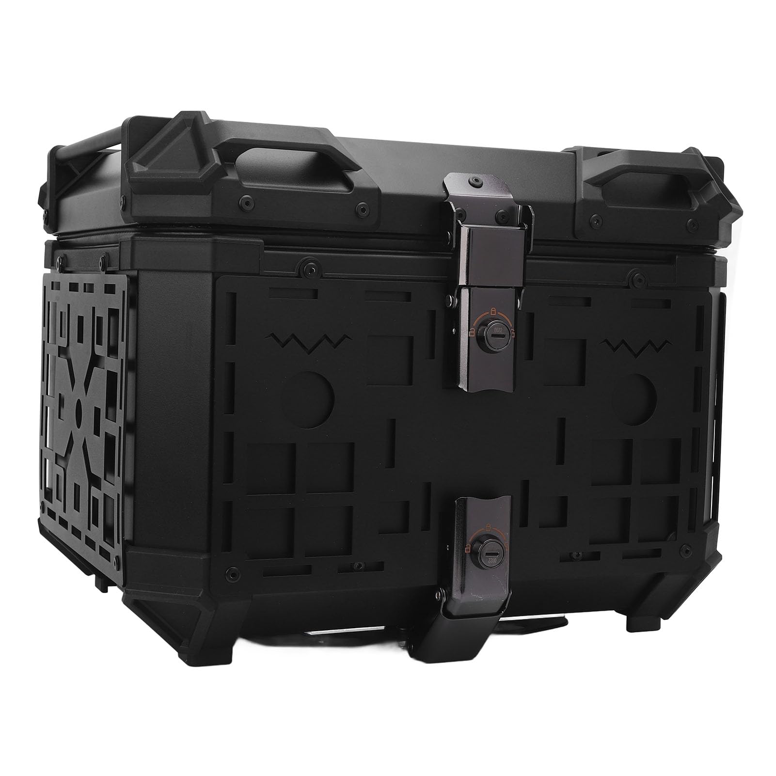 Motorrad-Heckkoffer, Leicht, Wasserdicht, 45 L, Aufbewahrungsbox für Tourenfahrer, Aluminiumlegierung, Schwarz