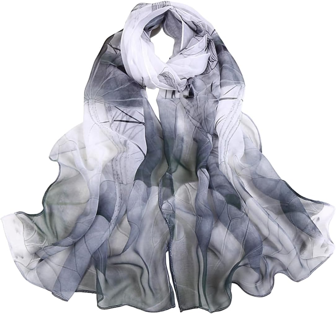 MINIDORA Lightweight Scarves for Women Elegant Floral Pattern Scarf Shawls Sunscreen Head Shawls