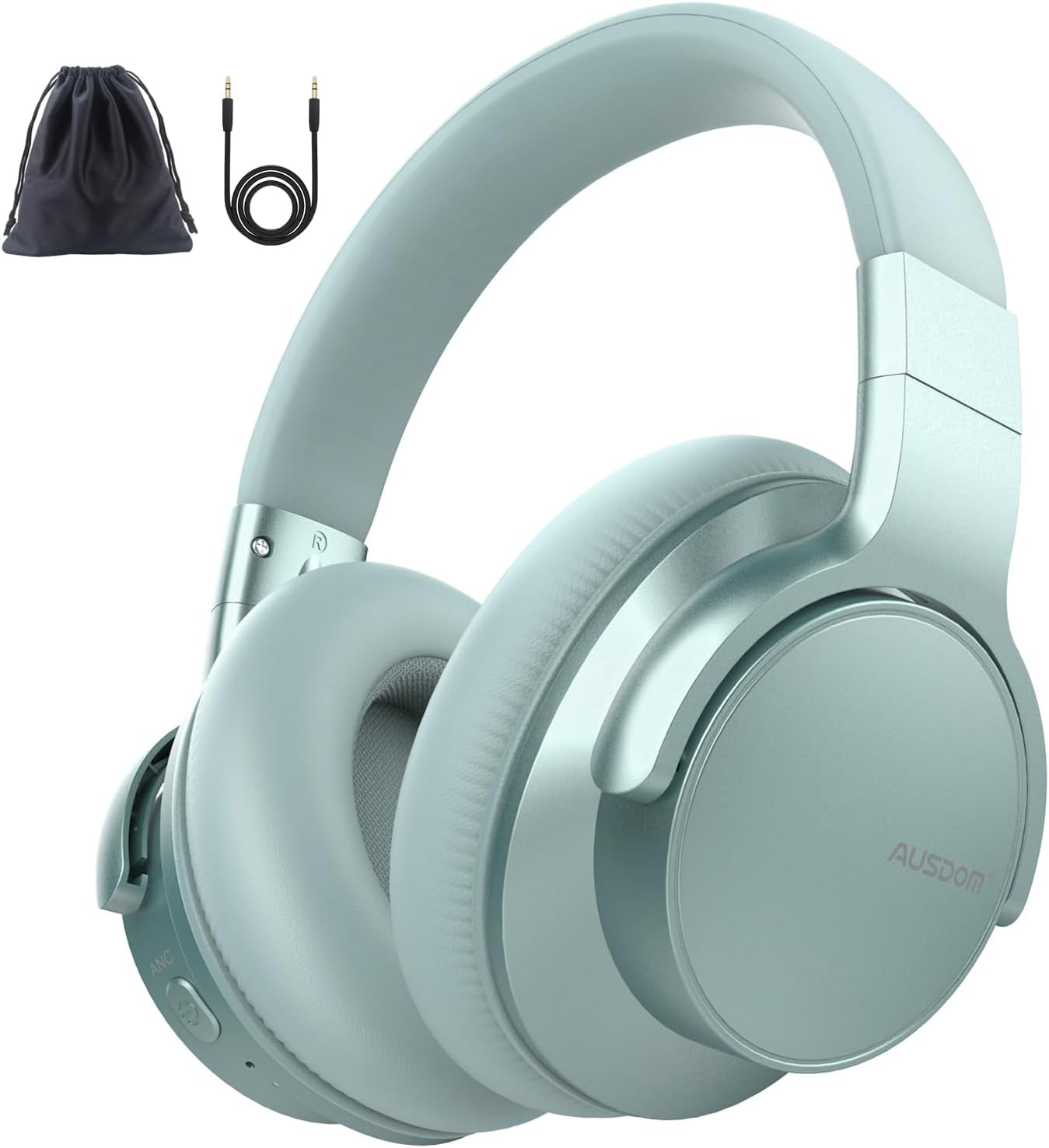 - Wireless Noise Cancelling Headphones Bluetooth, E7 Over-Ear ANC Headphones with Microphone, 50Hrs Playtime, Hi-Fi Stereo Sound, USB C Charge, Comfortable Earpads for Travel Work, Mint Green