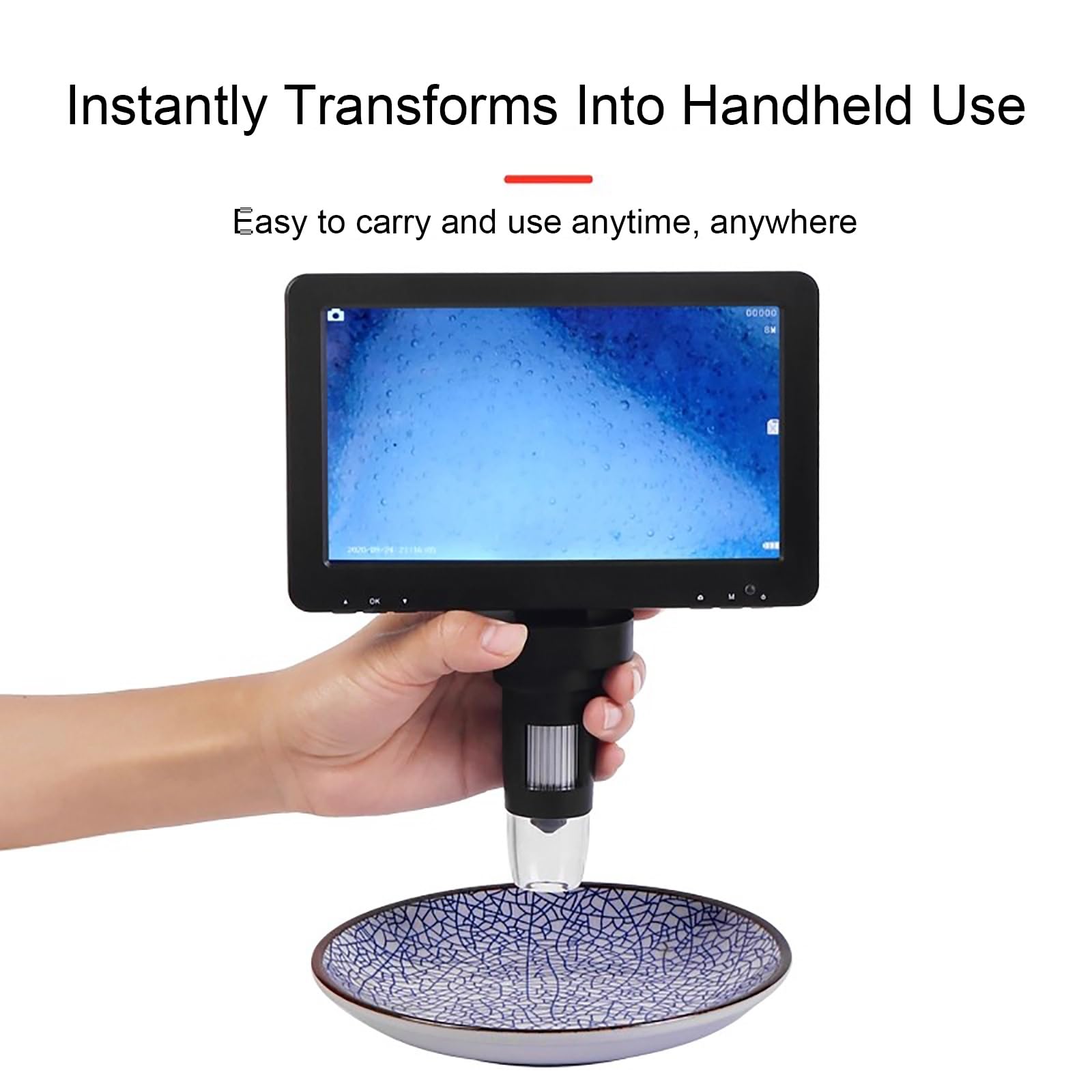 Microscopio Digital LCD de 18 cm, Aumento de 1200X, 8 Luces, Microscopio Electronico, para Adultos y Niños, Inspección de Diamantes, Monedas y Valoración de Gemas