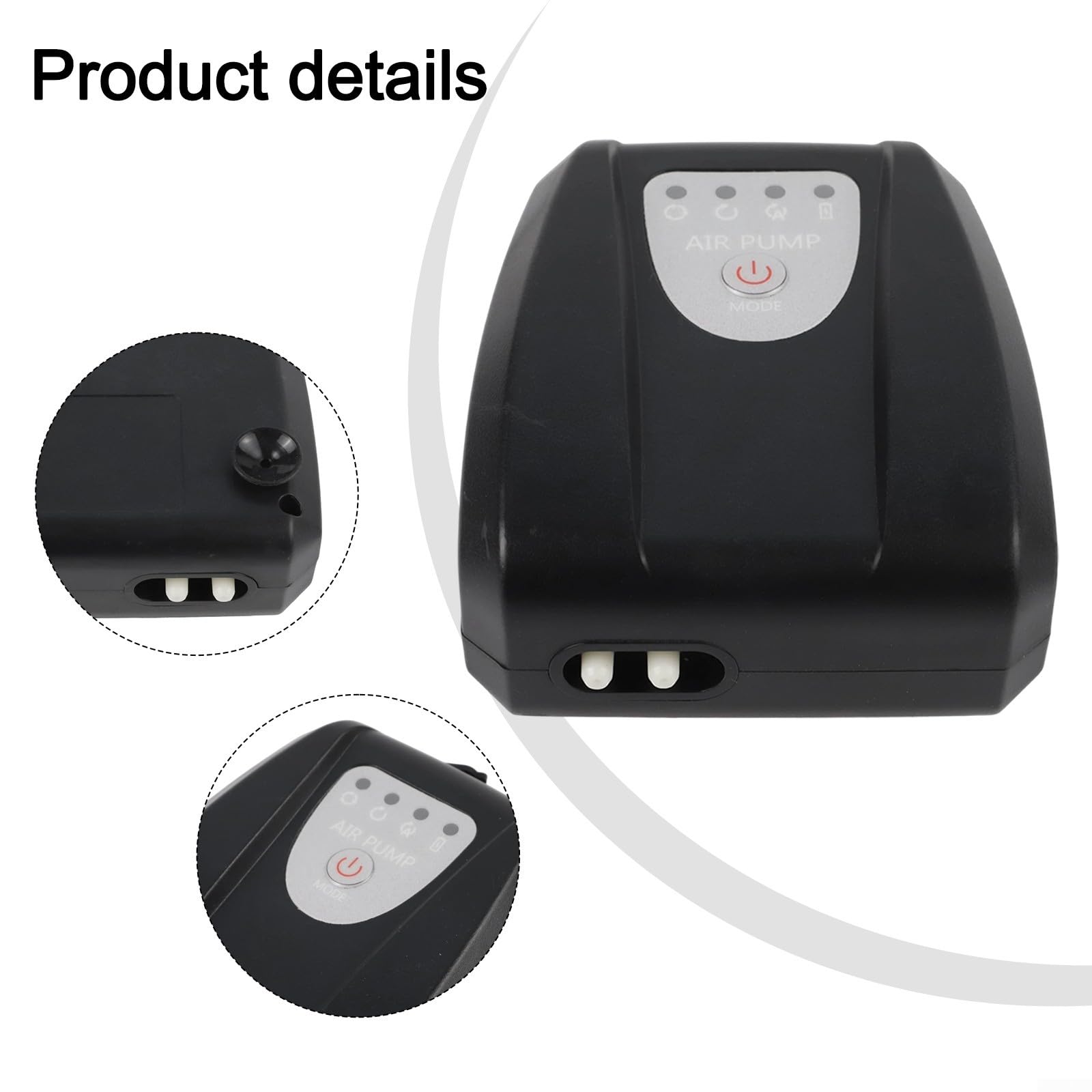 Bomba de oxígeno solar de 3 W con batería de 2600 mAh para estanque de peces al aire libre, aireador de acuario, funcionamiento silencioso, carga USB y solar, plástico ABS negro y blanco