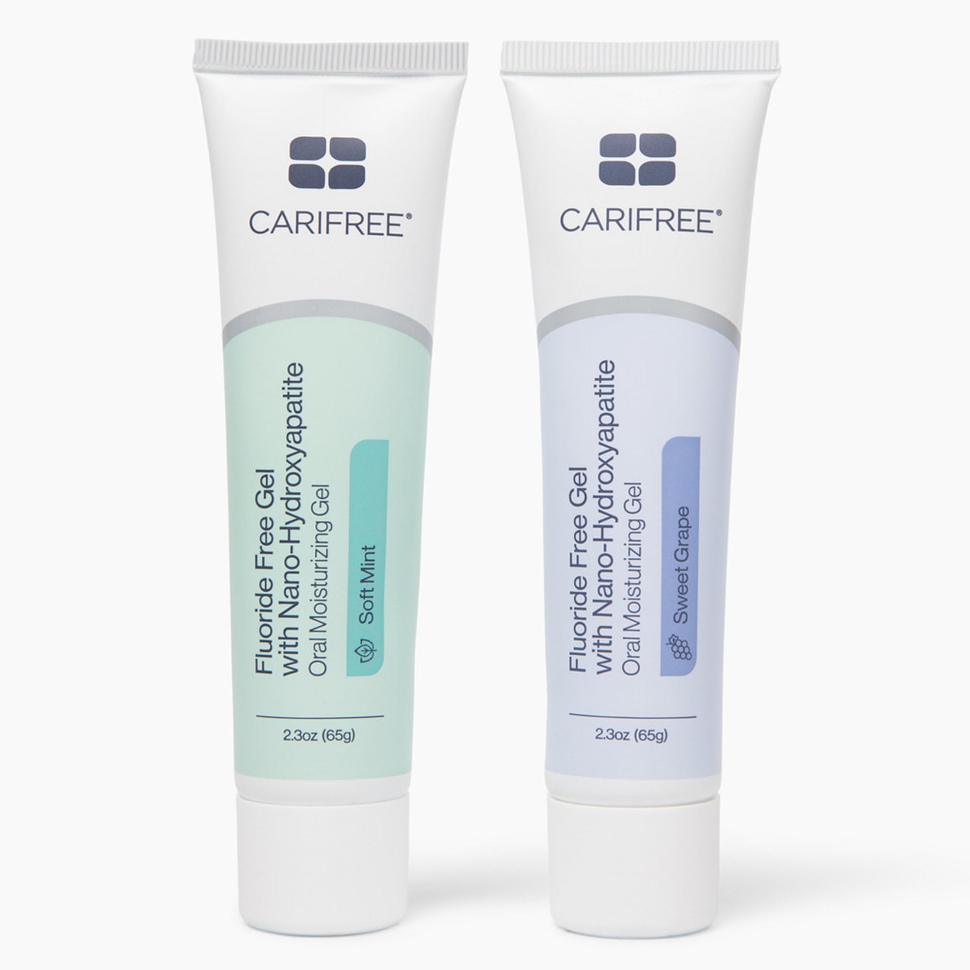 CariFree Fluoride Free Gel: Nano Hydroxyapatite Toothpaste, Neutralizes pH, Freshens Breath and Moistens Mouth, Dentist Recommended (2.3 Ounce (Pack of 2), Mint & Grape)