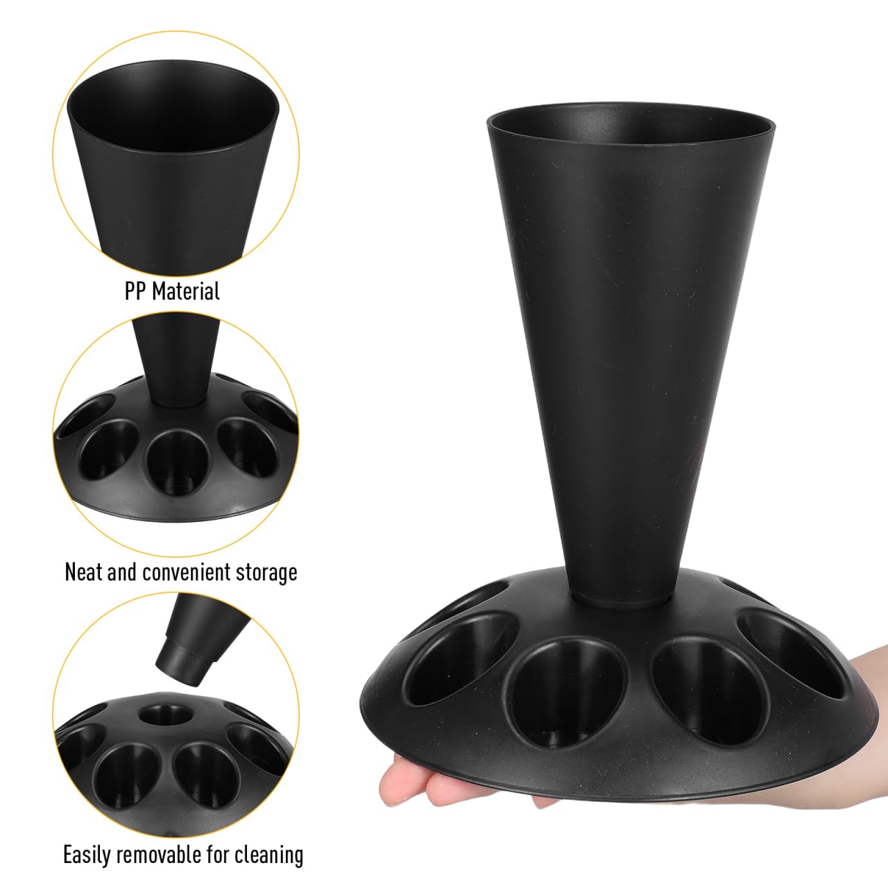 Hemobllo Supporto per sac à poche, in acciaio inox nero, con fessure per ugelli e design facile da riempire, per decorare torte senza disordine, per panettieri e professionisti della casa, 21,56 x 19