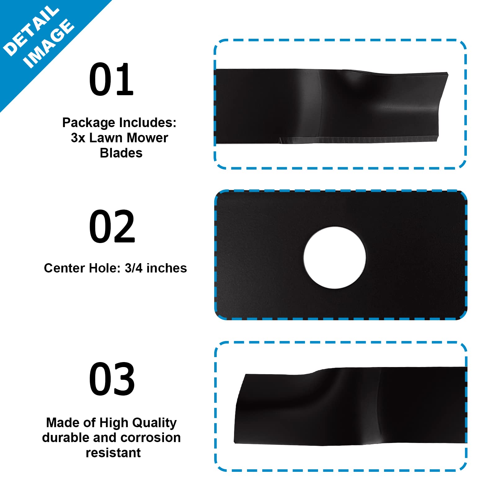 Cuchillas de cubierta para cortacésped de 54 pulgadas GTX2154LE para Cub Cadet 01005337 01005337P 02005018 742-04416 942-04416, paquete de 3