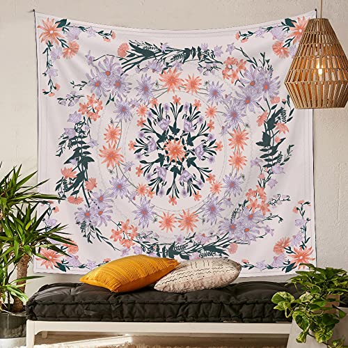 Tenture murale médaillon floral : tissu bohème de qualité