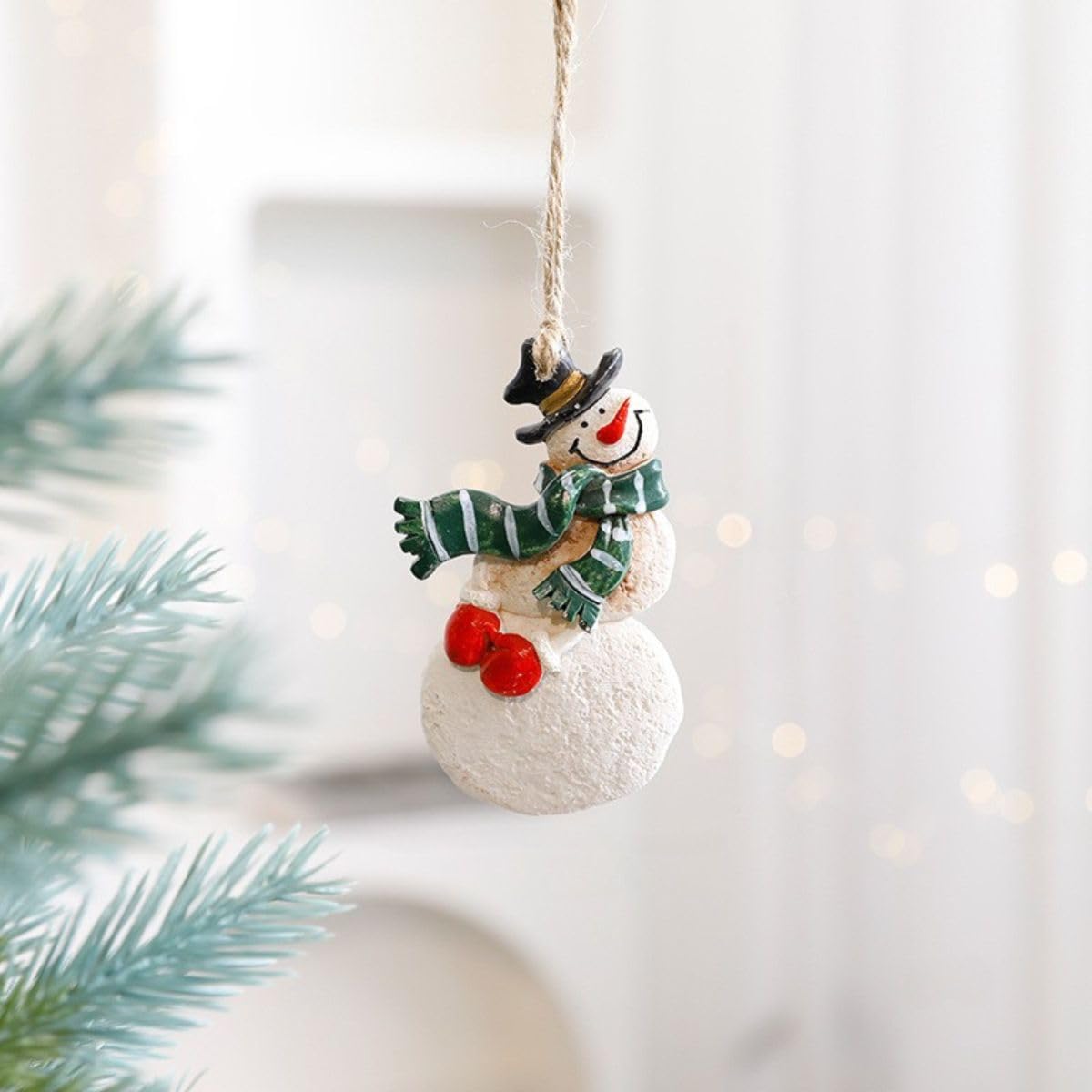 Christmas Tree Decoration – Hanging Festive Ornament for Xmas, Reusable Cute Holiday Decor for Home & Party (1, Snowman with Green Scarf)