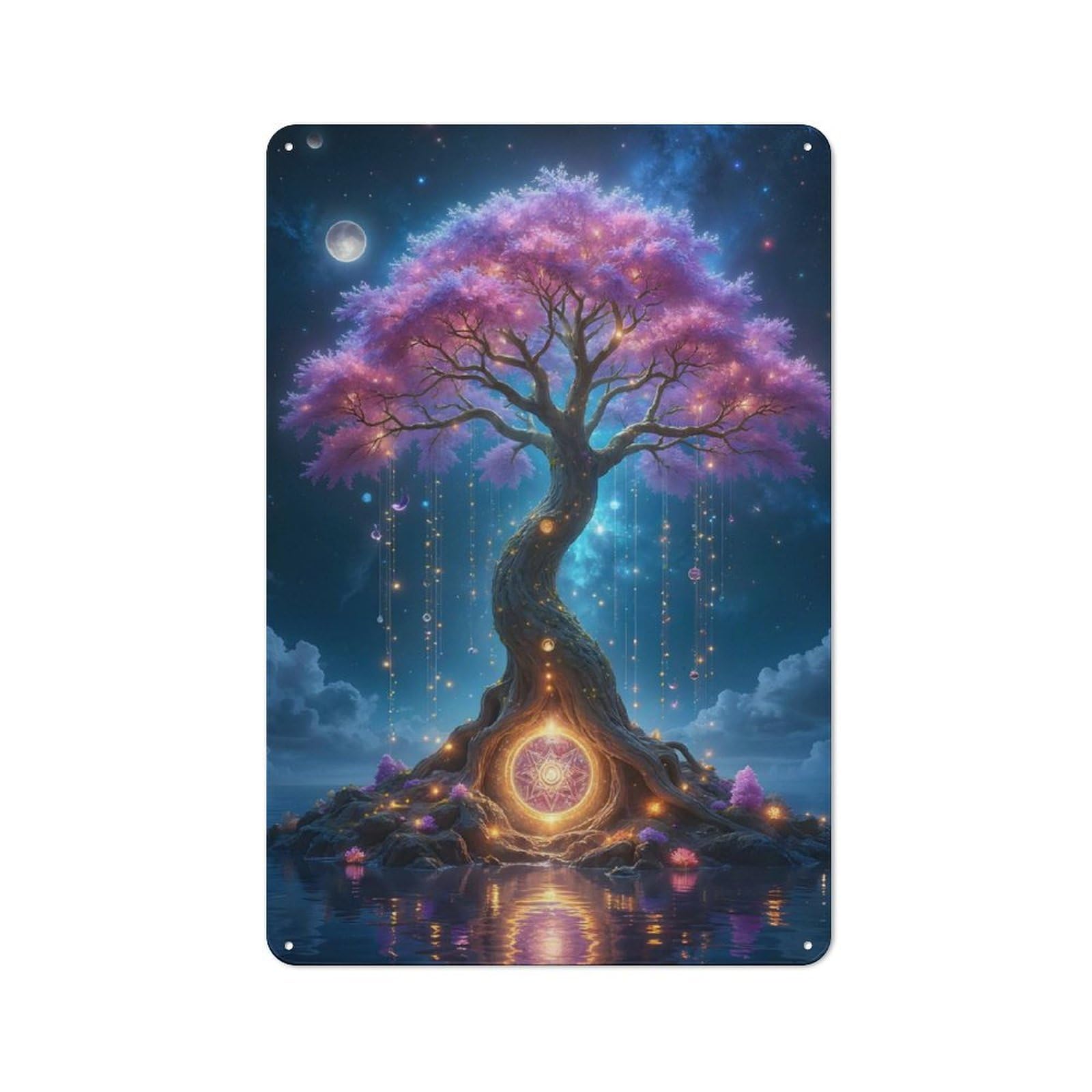 Junmoney Magical Tree Of Light Vintage-Inspired Tin Sign 30X20cm For Garage Or Workshop, For Vintage Wall Decor Fans, For Metal Sign Collectors