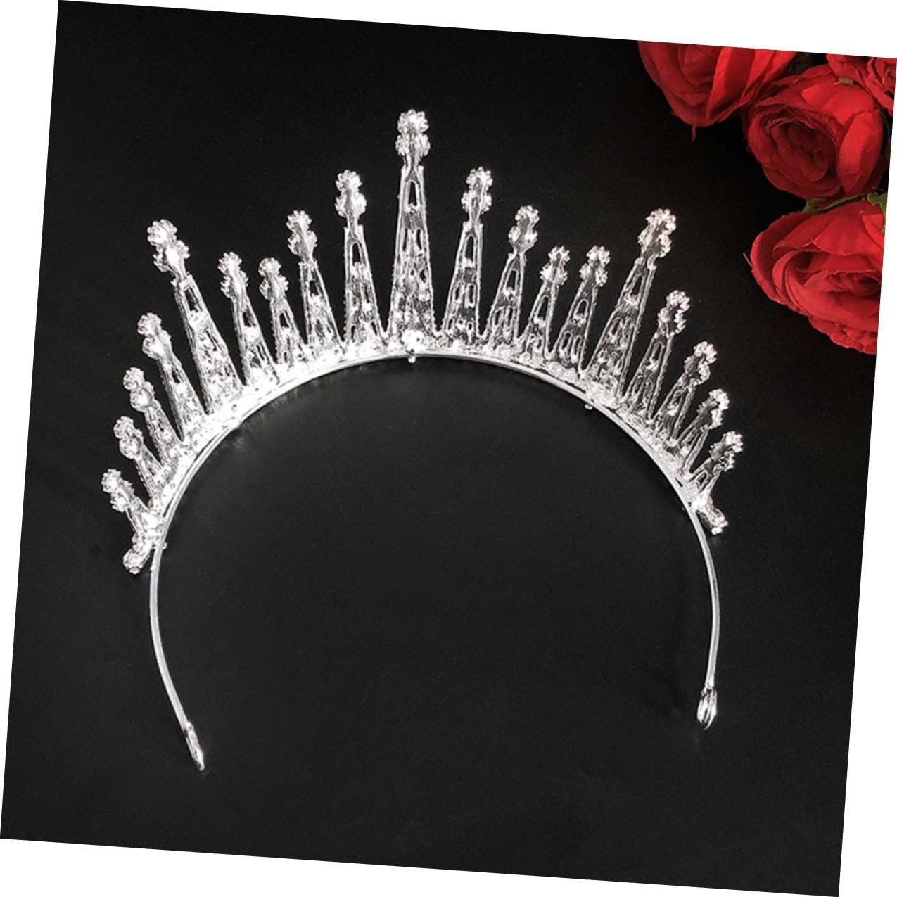 Baroque Rhinestone Crown Headdress Silver Bridal Photo Wedding Crown Elegant Head Ornament for Women Ceremony and Prom Accessories