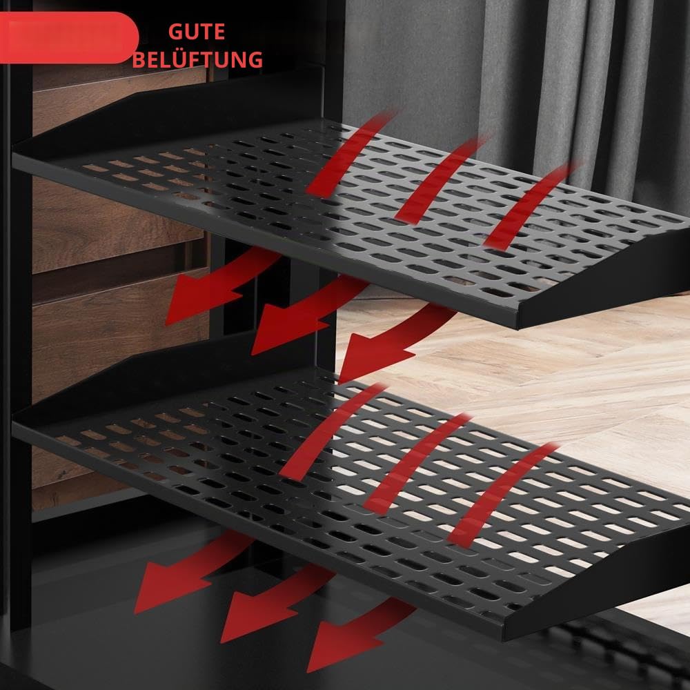 Pyle Fachboden - 2er Set 19 Zoll 1U Rack Shelf – Belüfteter Rackboden für Netzwerkschrank und Serverschrank, Patchpanel und Netzwerkgeräte Ablage, Stahl Rack Regal, 50 kg Tragkraft