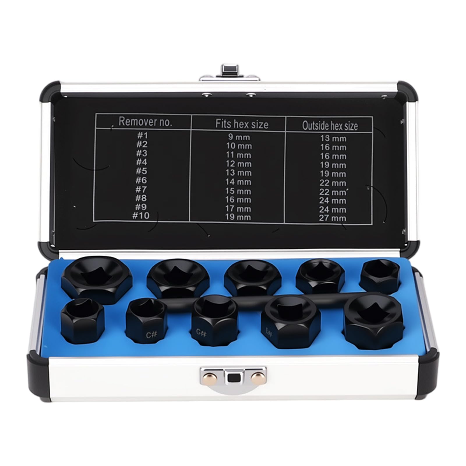 11 Pcs Fastener Removal Set High Strength Alloy Steel for Damaged Rusty Locked Fasteners with Aluminum Case Effect Socket Removal Tool