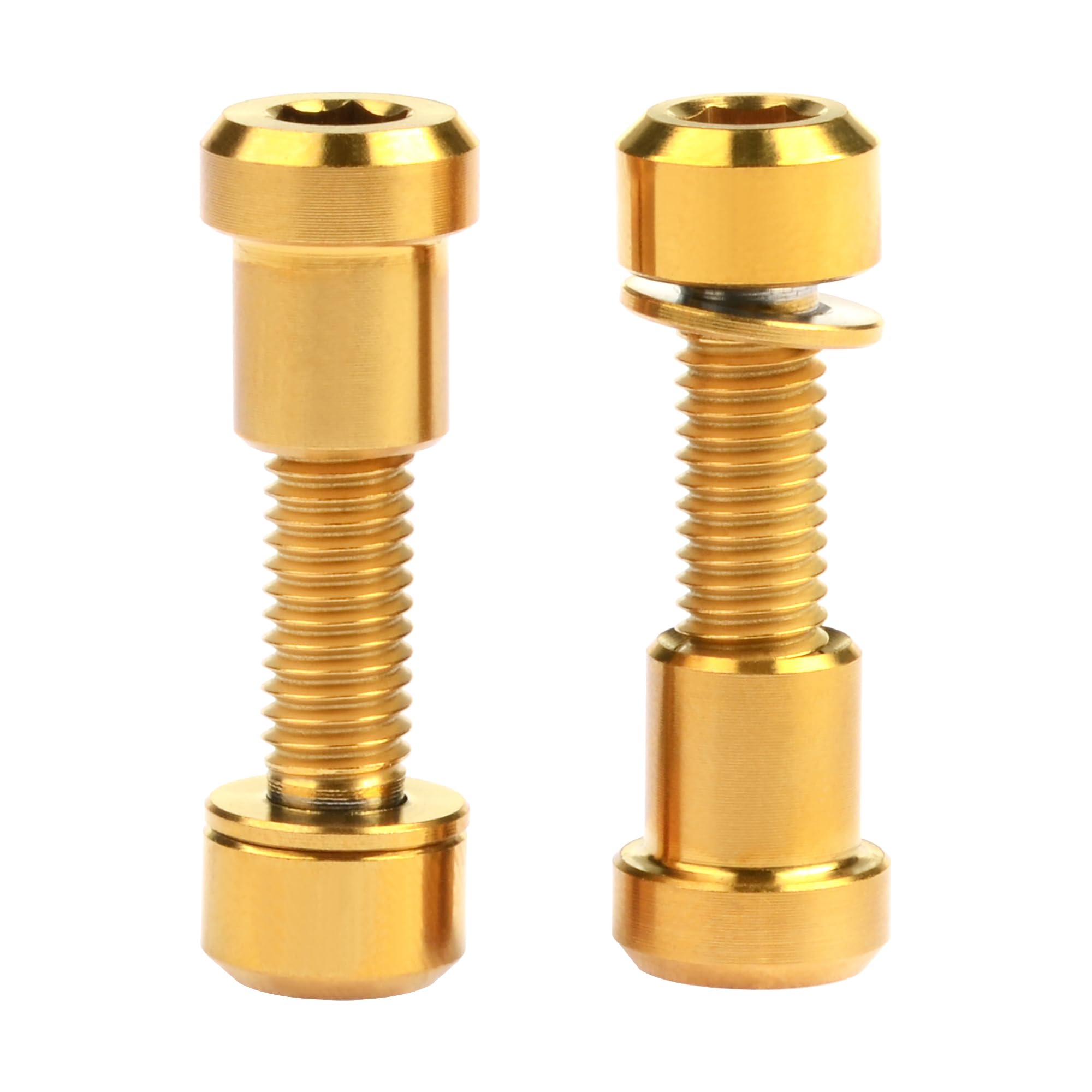 Titanium M5x16 18 20mm Bolt with Washer Hex Head Screw Steerer Clamp Nut for Bicycle Stem Front Forking Lock (Gold Square Head, M5x20mm)