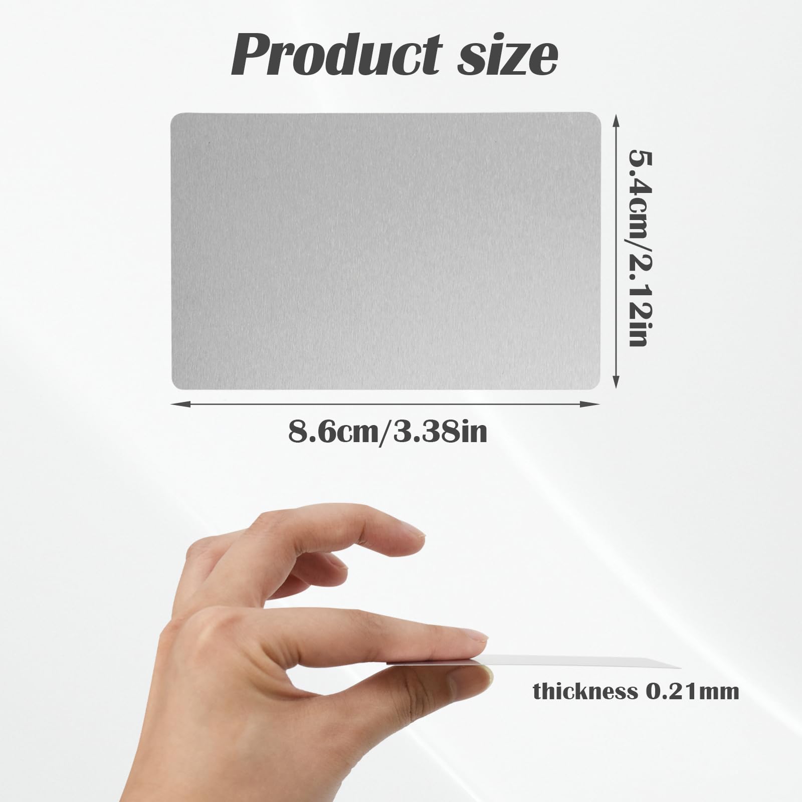 AolKee Silver Metal Business Cards, Pack of 50, 8.6 x 5.4 cm, Aluminum Alloy - Image 3