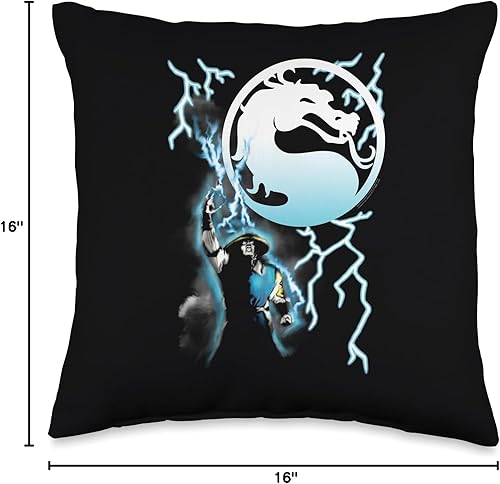 Vista 4 de Mortal Kombat Klassic Raiden - Cojín (16.0 x 16.0 in), multicolor
