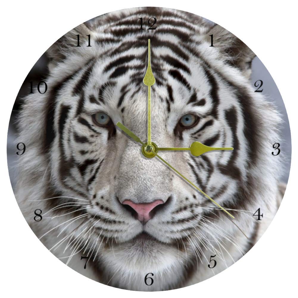DWTJKMS Orologio da parete decorativo rotondo da 25,4 cm con logo tigre
