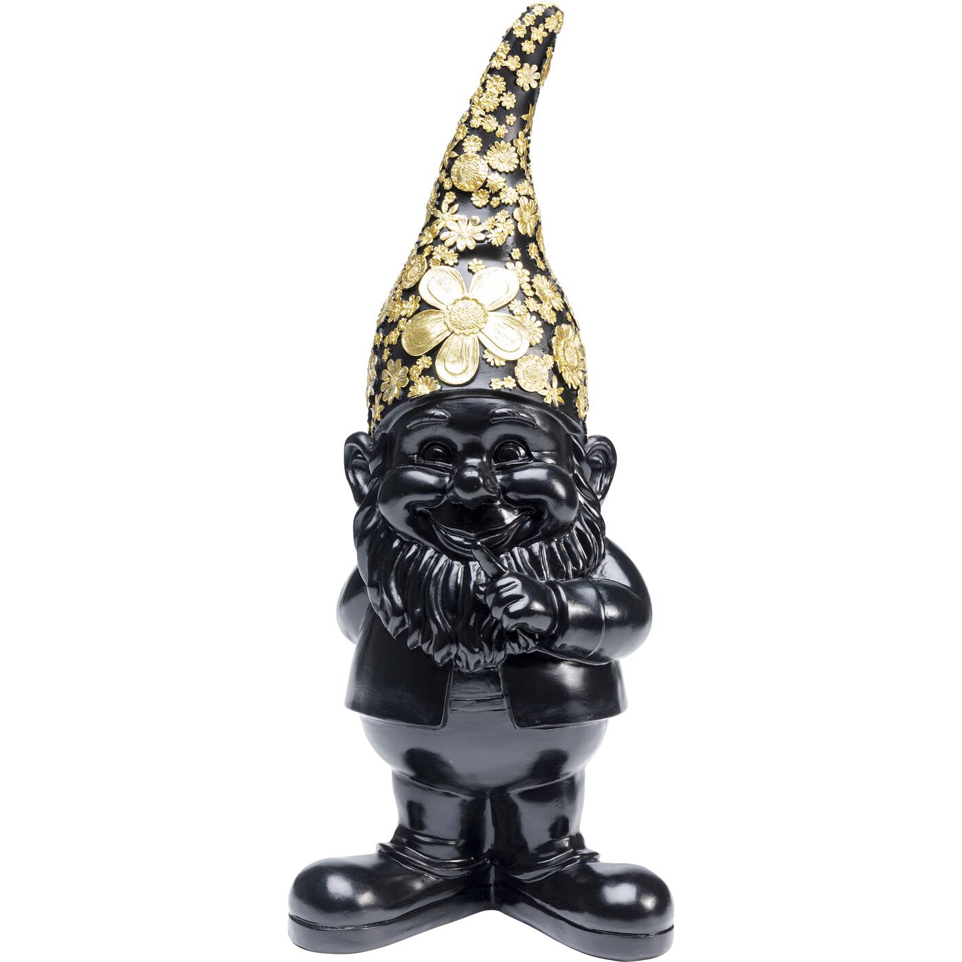 Kare Black Gold Design Decorative Figurine Gnome Standing Gold/Black, Decorative Object, Decoration For Living Room, Bedroom, Office, Shelves, Garden Gnome, Accessory, 46 X 15 X 19 Cm (H X W X D)