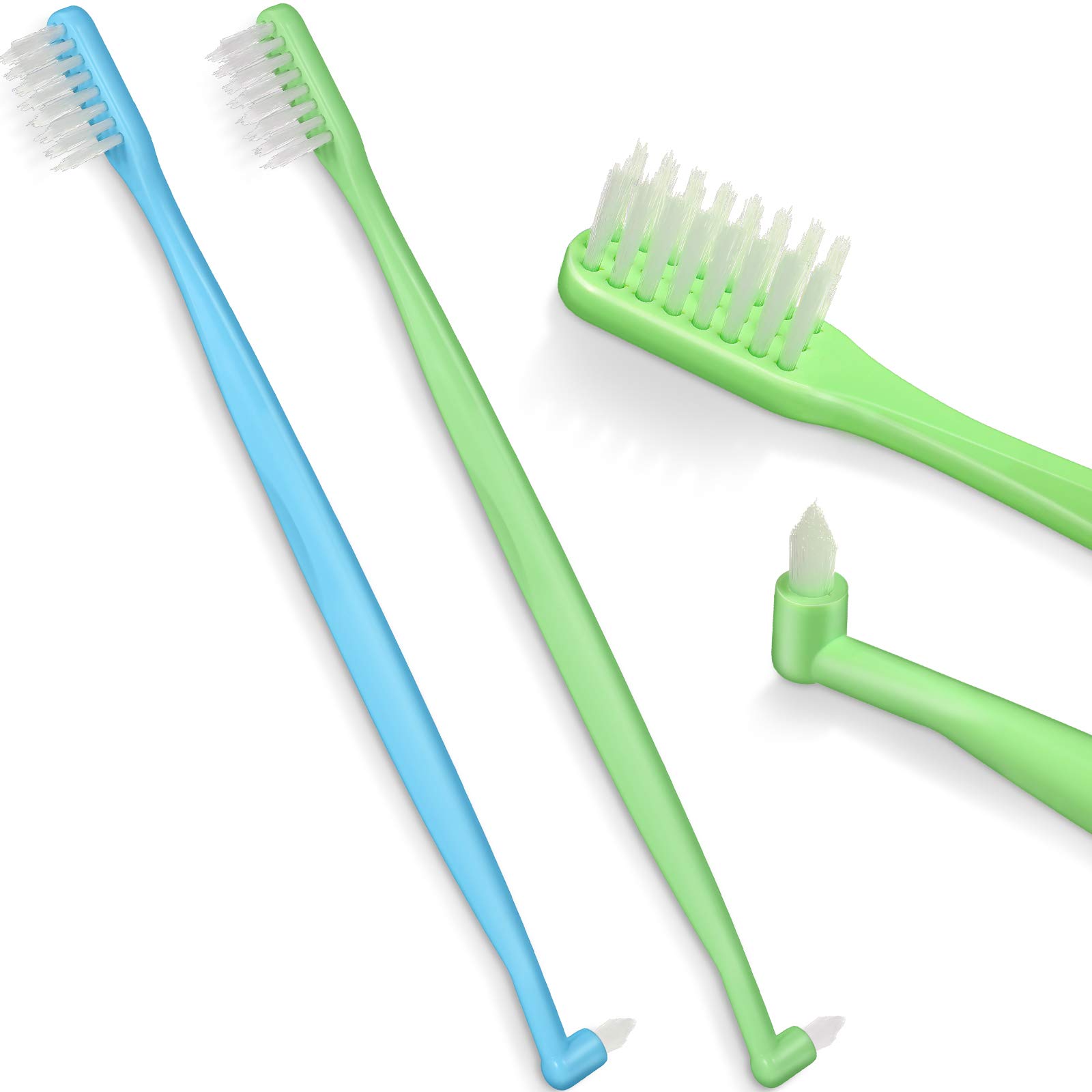 Patelai2 Counts Orthodontic Toothbrush Brace Toothbrush Double Ended Brush V Trim Brush and Tiny Small Soft Trim Head End Tuft for Braces and Teeth Detail Cleaning(Green, Blue)