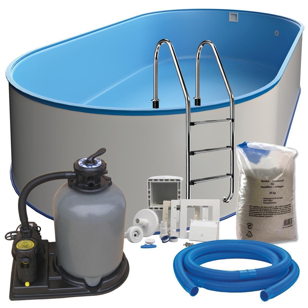 POWERHAUS24 Kit de Piscine Ovale, 700 x 350 x 120cm