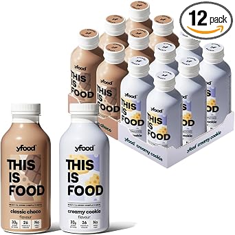 yfood drink 12 x 500ml, tasty meal replacement, THIS IS FOOD drink, 30 g of protein, 26 vitamins and mineral Classic Choco & Creamy Cookie