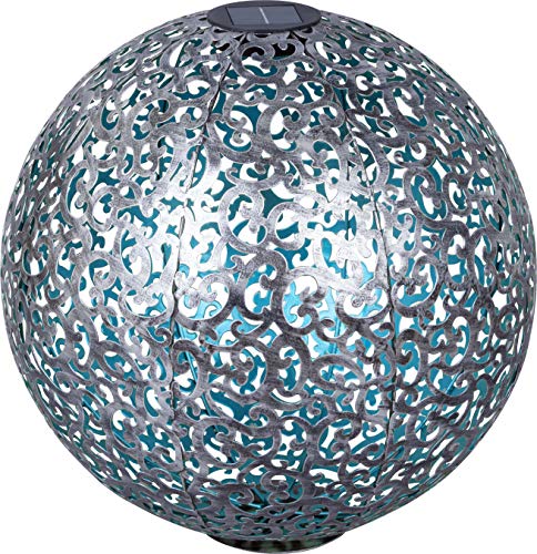 Preisvergleich Produktbild Dehner Solarkugel Bluanda, Ø 40 cm, Metall / Kunststoff, Silber / blau