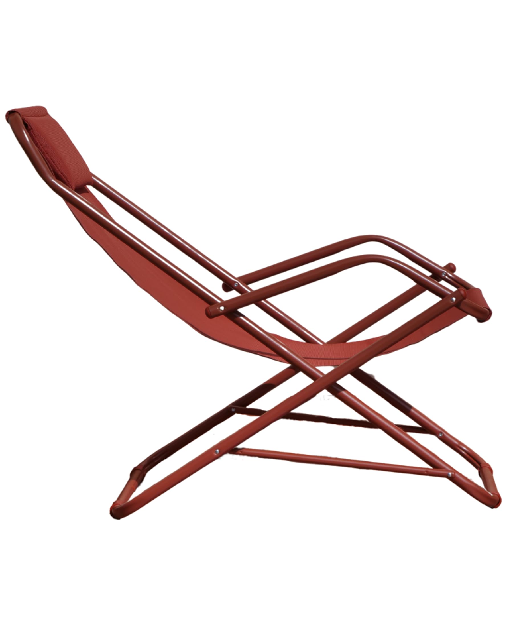 Stiliac sedia sdraio dondolino oscillante e pieghevole da giardino e balcone con cuscino imbottito - Made in Italy TERRA DI SIENA
