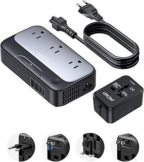 LENCENT European Travel Plug Adapter, Universal 250-Watt Step Down 220V to 110V Voltage Converter US to Europe, Worldwide Plug Adapter Inernational Power Adapter with 2 USB+2 Type C for EU/UK/AU/US