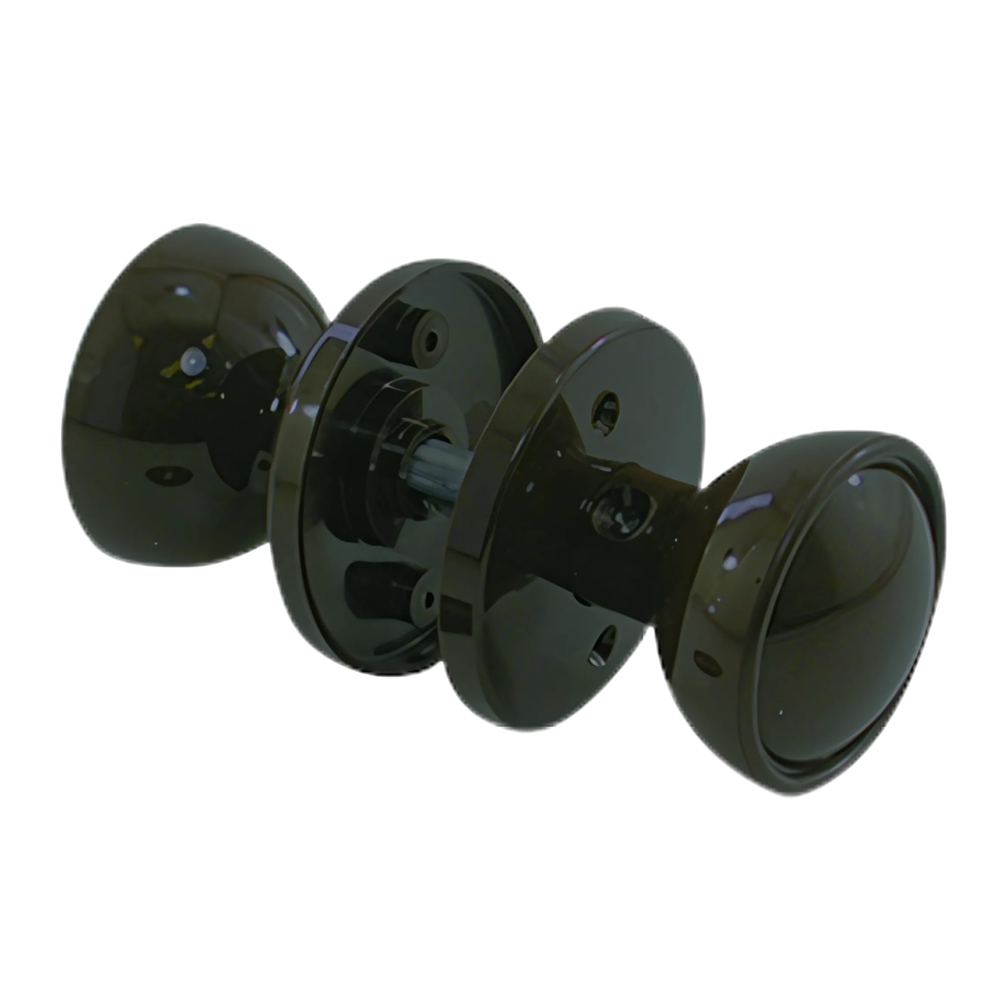 Keypak Black Plastic Rim Mortice Door Knob Set For Wooden External And Internal Shed Door Knobs Keyhole Escutcheons - Spindle & Fixings Included (1 Pair)
