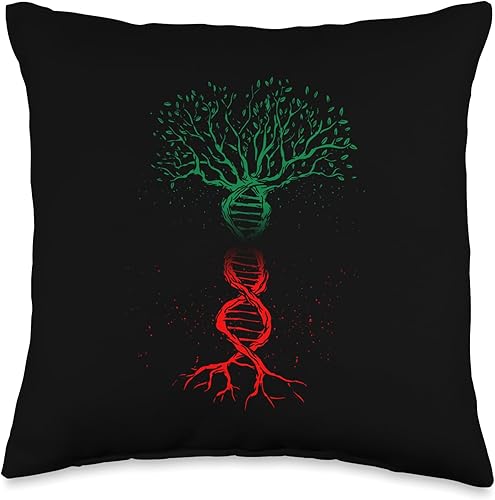 Pan African Pride Black History Pan African UNIA Flag DNA Tree Black History Juneteenth Throw Pillow, 16x16, Multicolor