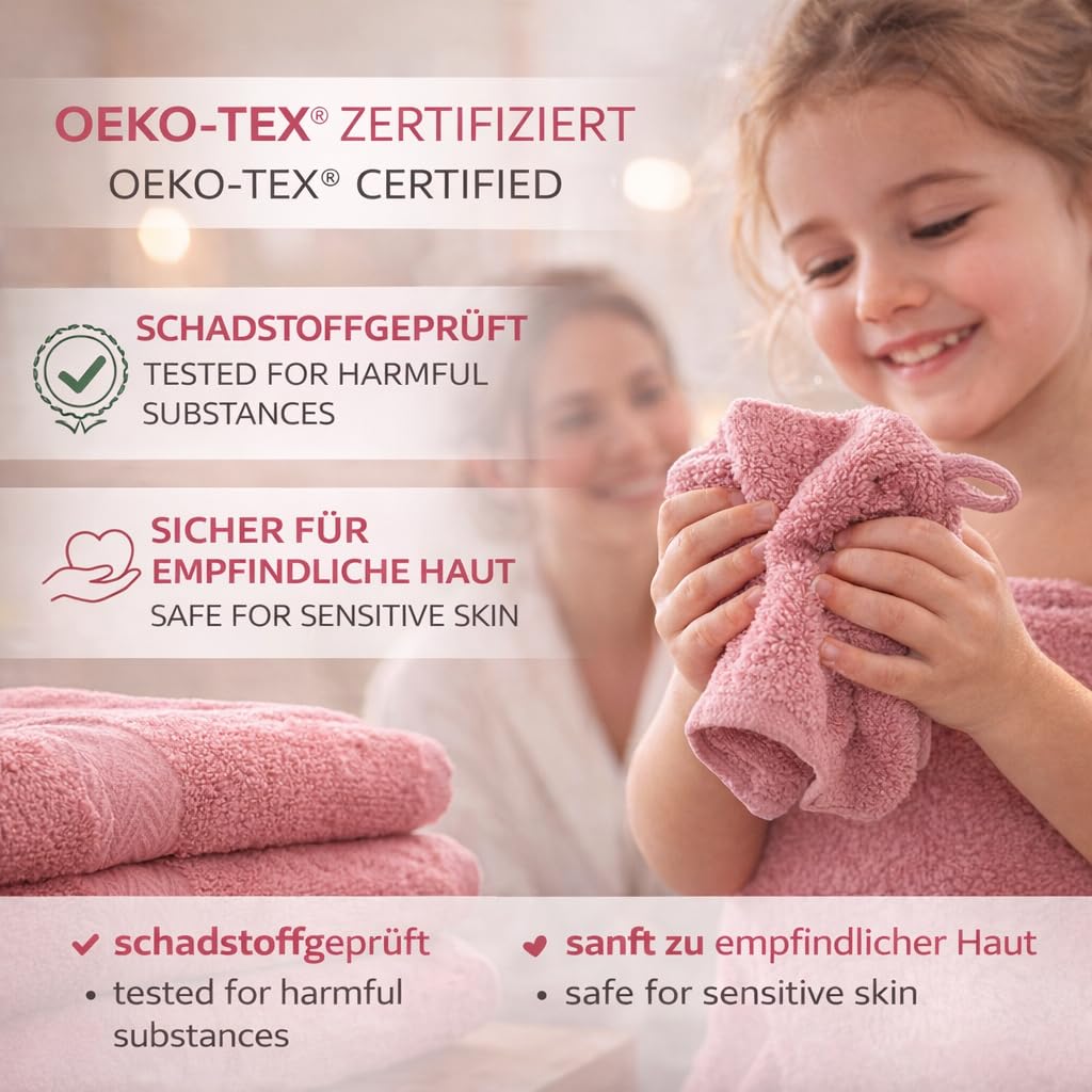 Betz Premium Handtuch-Set mit 10 Teilen – 100% Baumwolle, 4 Handtücher 50 x 100 cm, 2 große Duschtücher 70x140 cm, 2 Gästetücher 30 x 50 cm, 2 Waschhandschuhe, Altrosa