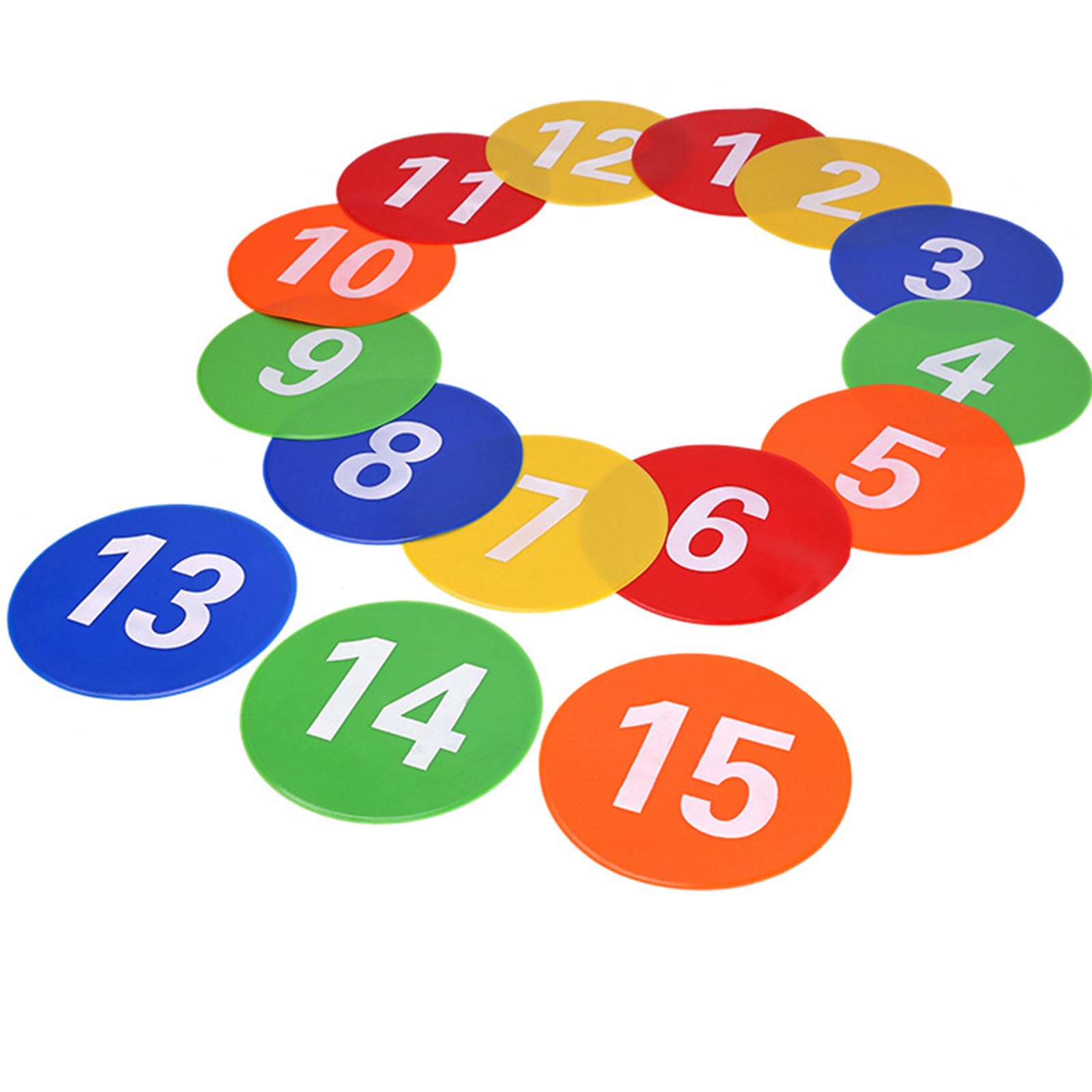 Oonkaf 9.1 inch Spot Markers Flat Field Cones, Spot On Floor Markers, Non Slip Rubber Agility Markers Flat Field Cones, for Soccer Basketball Sports Speed Agility Training (Numbers 1-15)