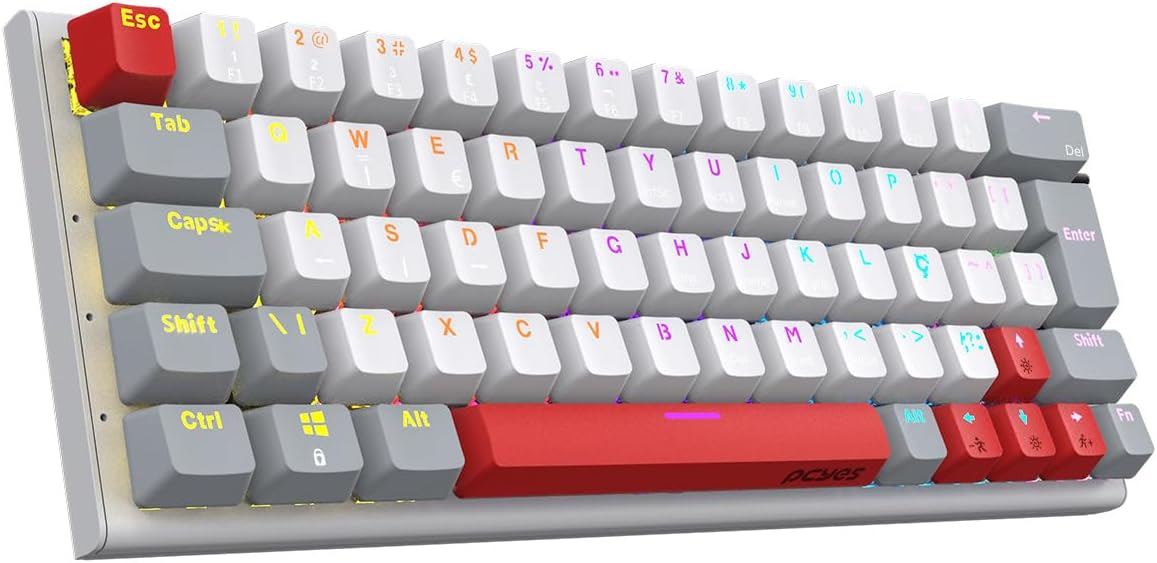 61anHrzIhuL._AC_SL1200_ TECLADO MECÂNICO GAMER PCYES KUROMORI 60% WHITE GHOST - SWITCH BLUE - LED RAINBOW - PTKMWG60BL
