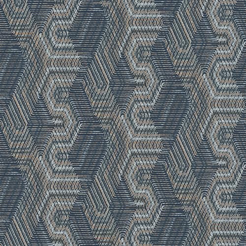 Rasch African Queen 751949 Papier peint intissé avec motif textile géométrique en bleu, beige, gris, 10,05 m x 0,53 m (L x l)