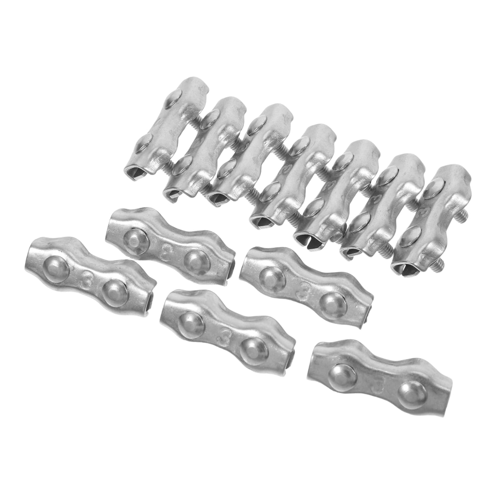 Unomor 12pcs Stainless Steel Wire Rope Clamps Double Rope Clamps for Electrical Home Commercial Use