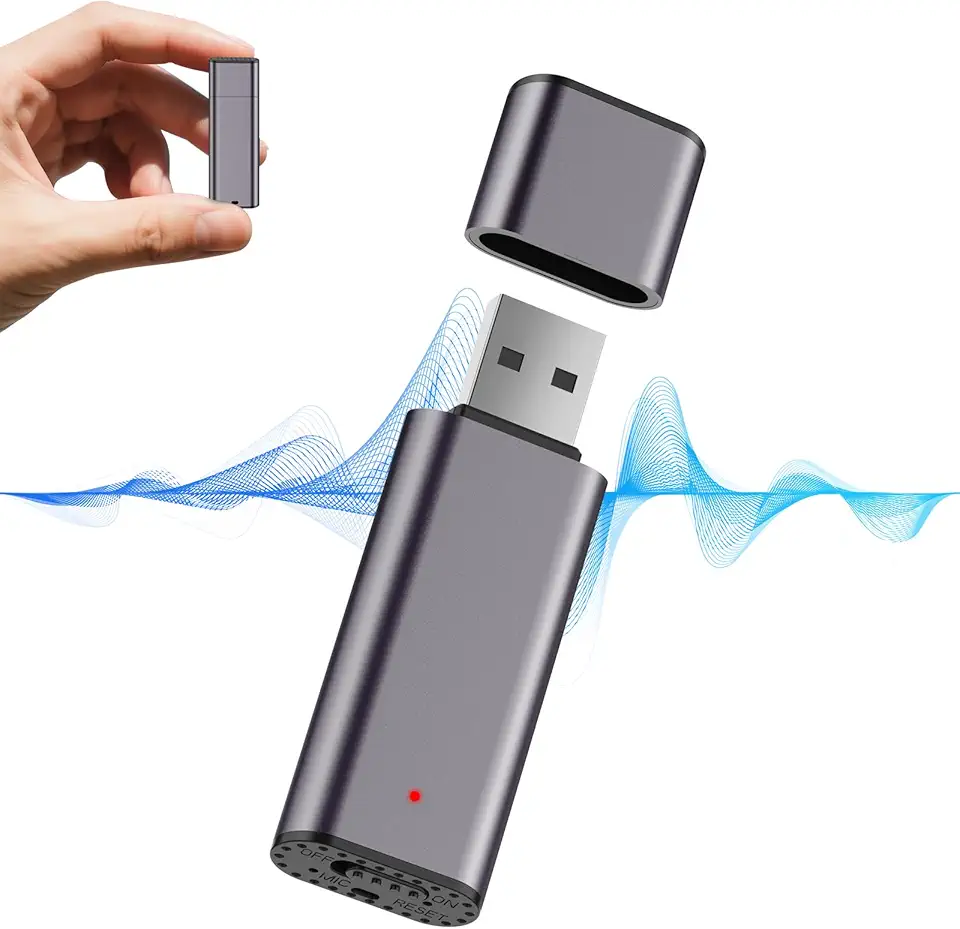 Gravador de voz de 64 GB, gravador digital ativado por voz, dispositivo de gravação USB com redução de ruído, recarregável, 750 horas, dispositivos de gravação de áudio de bolso pequeno para palestras