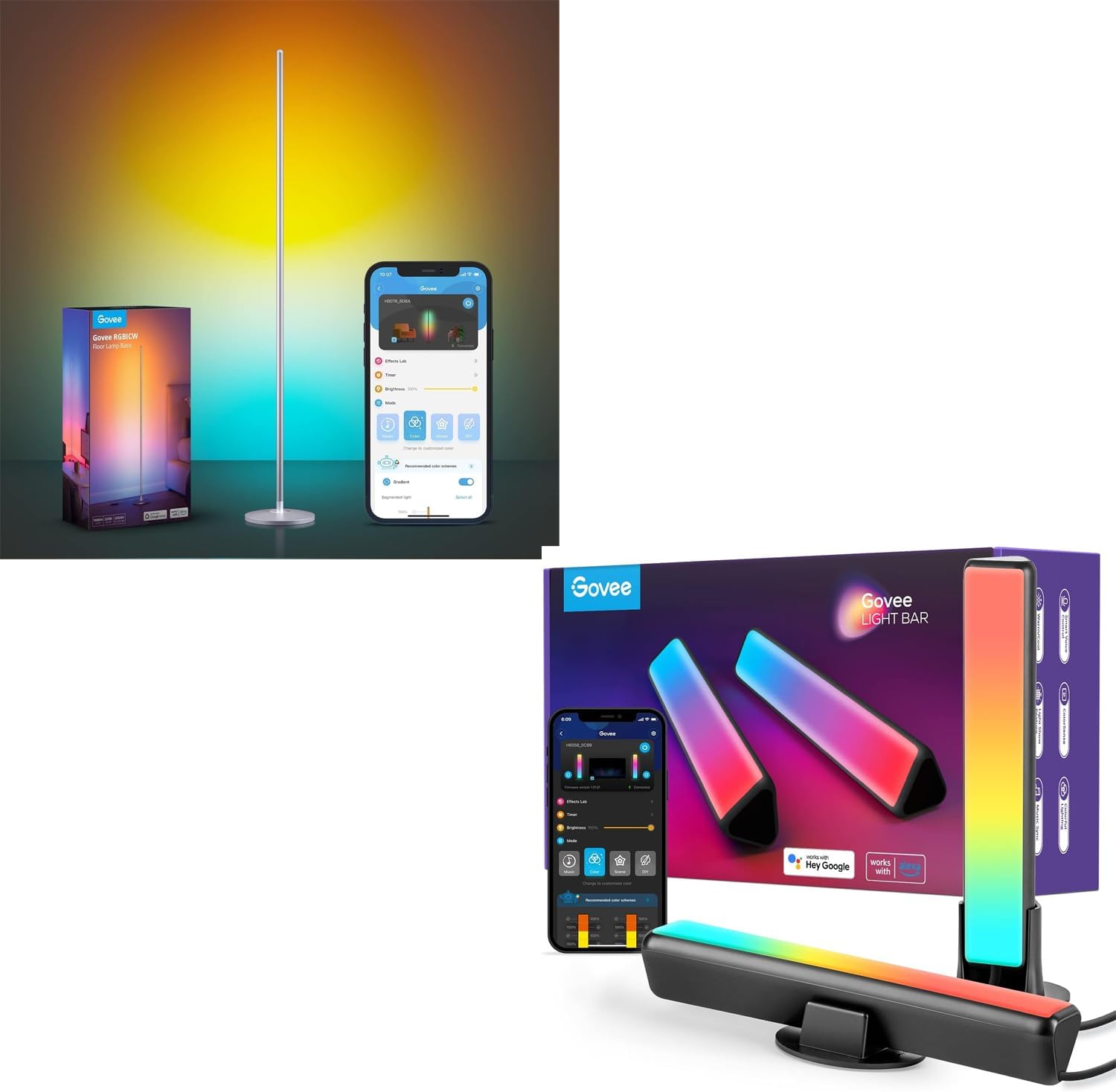 Govee RGBIC Floor Lamp, LED Corner Lamp Bundle with Smart LED Light