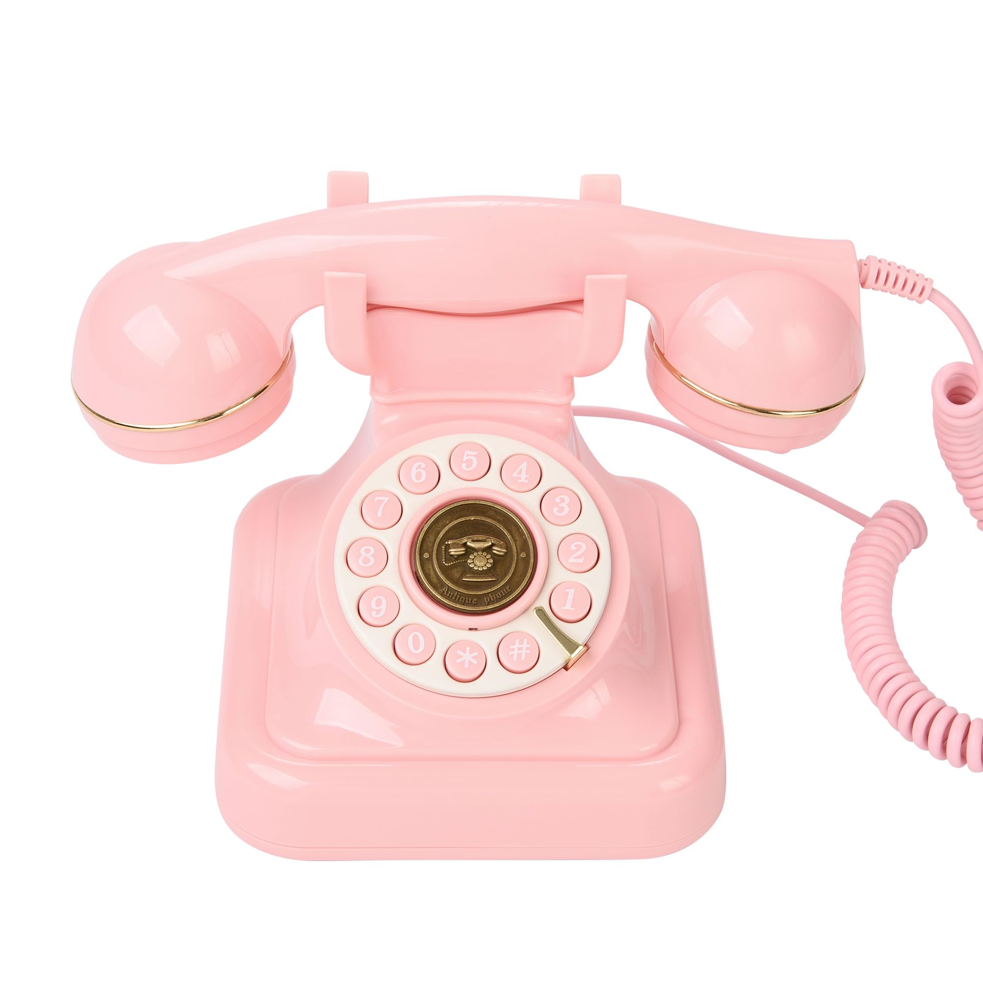 Vintage Landline Phone, Retro Corded Telephone with Push Button and Redial, Classic Home Office School Hotel Desk Phone
