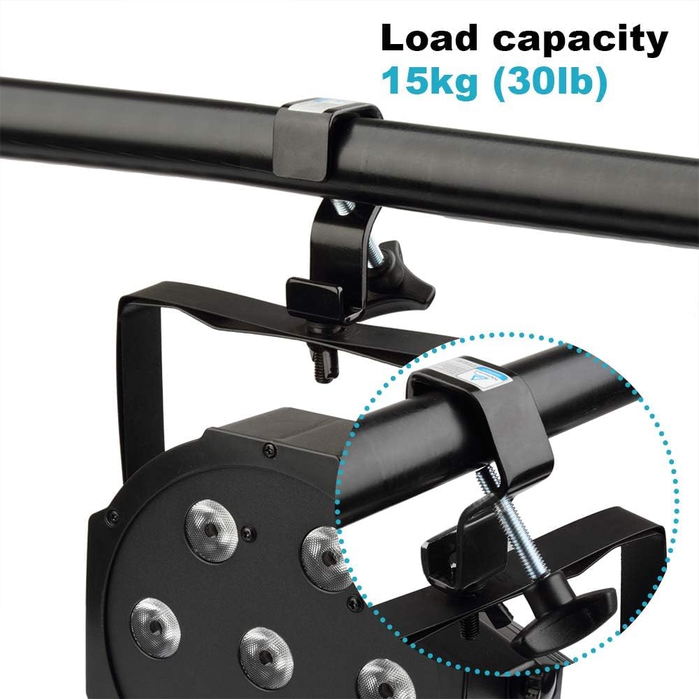 6 Pack Black Stage Lihgt C Clamps Fits 1"-1.18" OD Pipe, Heavy Duty Truss Clamps Hook for DJ Lighting with TUV, Load 30 lbs - Image 4