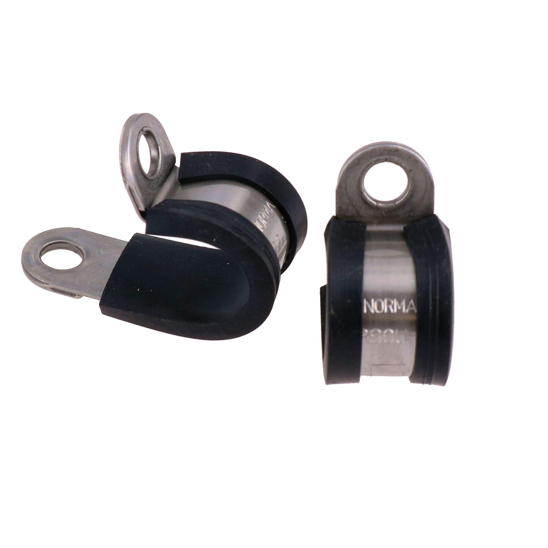 AB Tools 10-Pack Stainless Steel P Clips - 7.9mm (5/16") Rubber Lined Pipe/Cable Clamps
