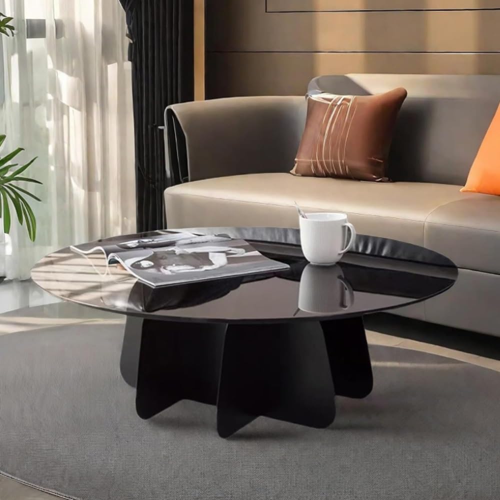 20" 32" 36" Glass Table Top, Round Black Tempered Glass, 8mm Thick, Round Coffee Table Top, Dining Table/Patio Table Glass Replacement(39"(98cm))