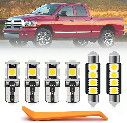 Kit de 12 luces LED interiores blancas para Dodge Ram 1500 2500 3500 mapa cúpula de mapa luces de maletero superbrillantes de 6000 K herramienta de