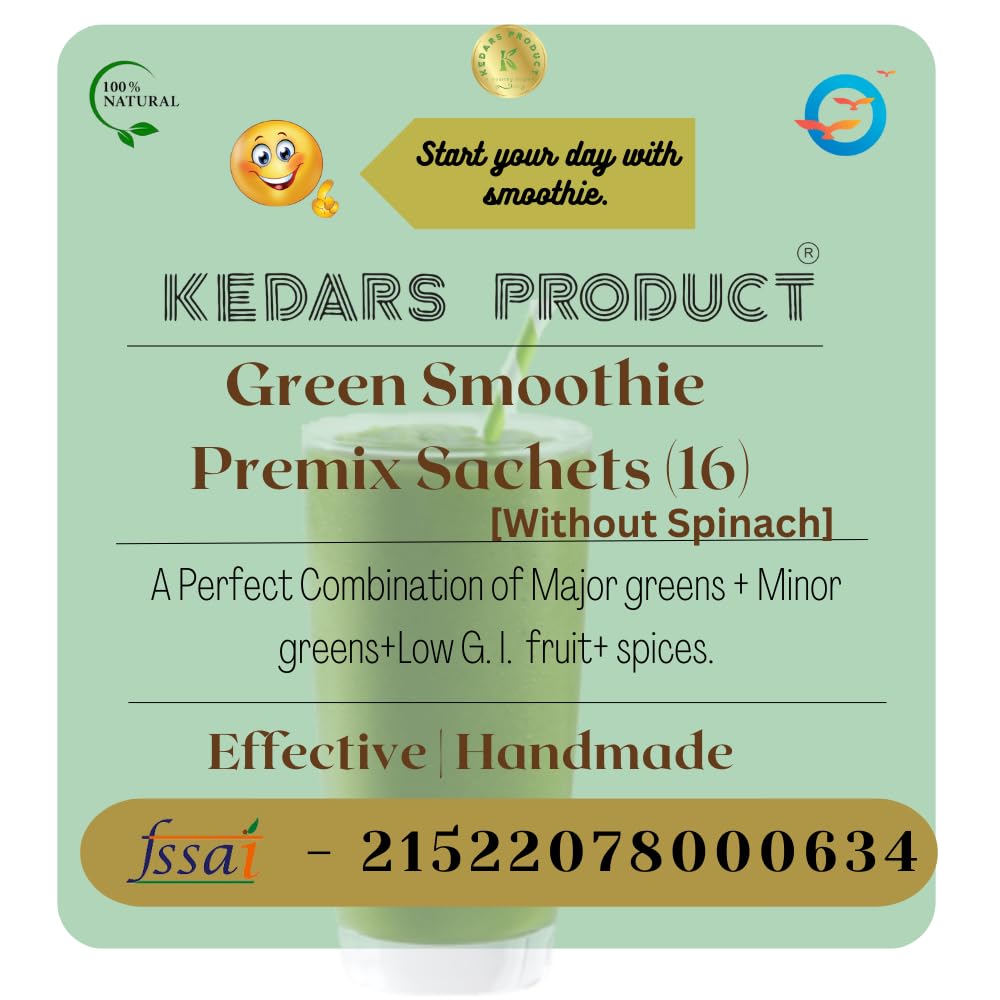 KEDARS PRODUCT Green Smoothie Premix (Without Spinach) with shaker (Thyroid Friendly) (28)
