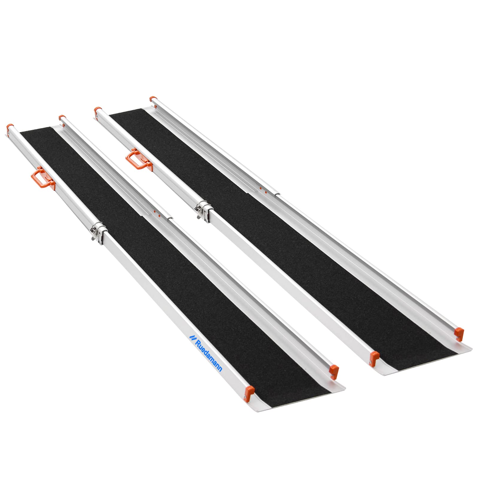 Ruedamann 7'L8.3" W Adjustable Aluminum Wheelchair Ramp,600lbs Capacity,Portable Telescoping Non-Skid Surface Wheelchair Ramp for Home, Stairs, Steps