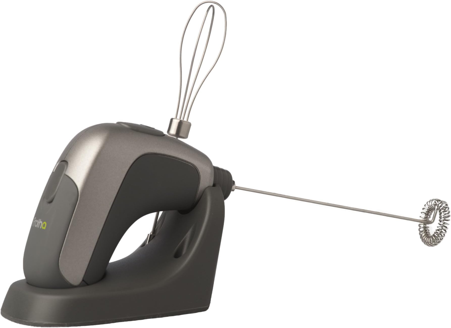 "Frotha" Double Power Milk Frother: Ergonomic, Compact w/Interchangeable Attachments and Stand