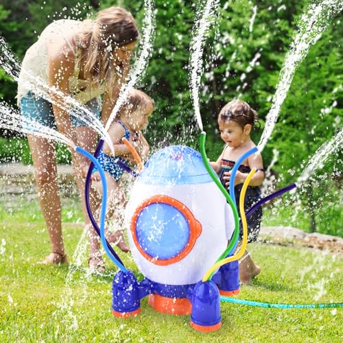 Water Rocket Sprinkler for Kids, Outdoor Backyard Activities Toys for Toddlers 1-3, Outdoor Fun Play Equipment, Outside Summer Toys, Garden Lawn Games for 2 3 4 5 6 7 8 Year Old Boys Girls