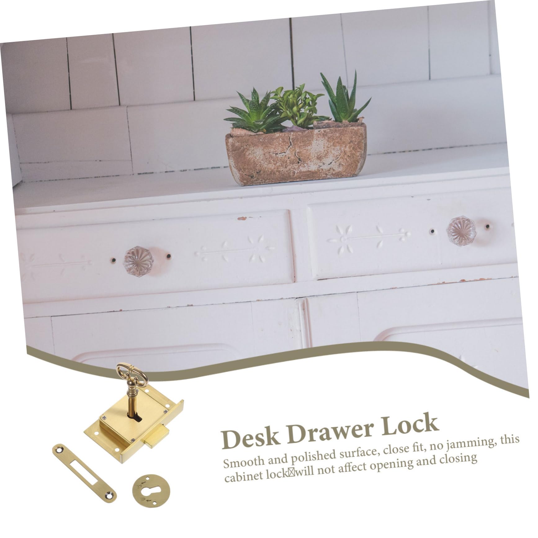 Serratura per Cassetto in Ottone Stile Vintage, Set 1 | Cassetti e Scatole in Legno, Finitura Oro, Chiusura Precisa e Sicura per Scrivania e Archivi