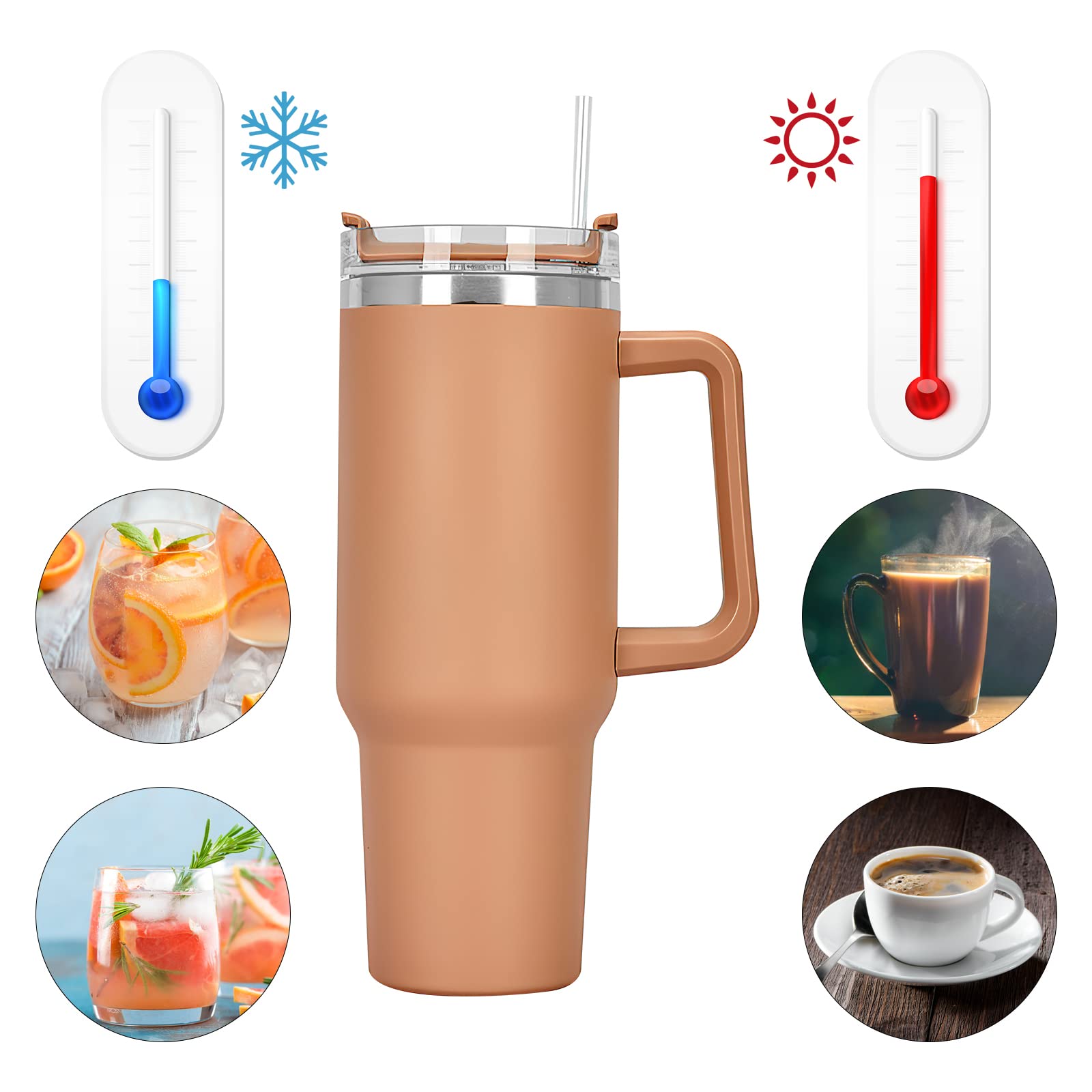 Mug Isotherme 1200ml Avec Paille - Acier Inoxydable 304 | Garde Chaud 5h Et Froid 8h | Idéal Voyage Et Bureau