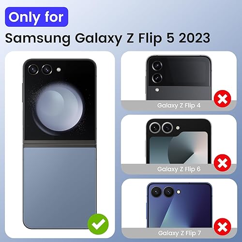 Miniatura 2 de VEGO Funda para Z Flip 5, Galaxy Z Flip 5 con protector de pantalla y protección de bisagra, soporte de anillo de 360, funda protectora de cuerpo