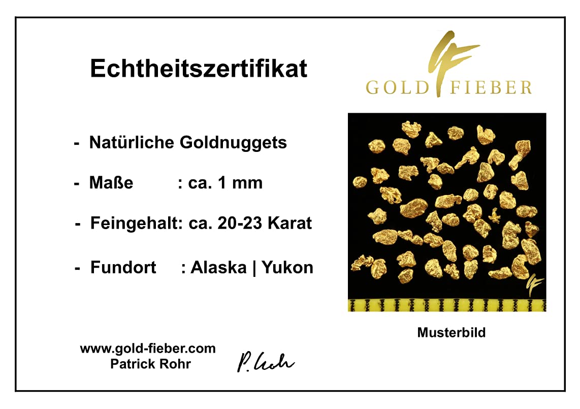 Gold-Fieber 50 sztuk nuggetsów z prawdziwego złota z Alaski z certyfikatem autentyczności