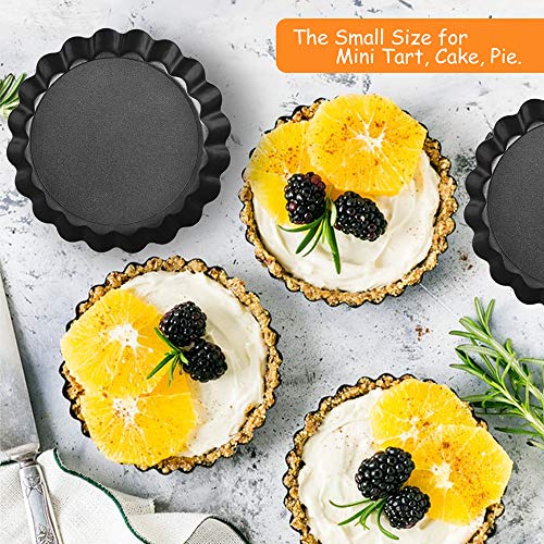 9 Inch and 4 Inch Tart Pan with Removable Bottom, 2 PCS 9 Inch Quiche Pan and 4 PCS 4 Inch Pie Pan, Non-Stick Baking Pan (Set of 6)