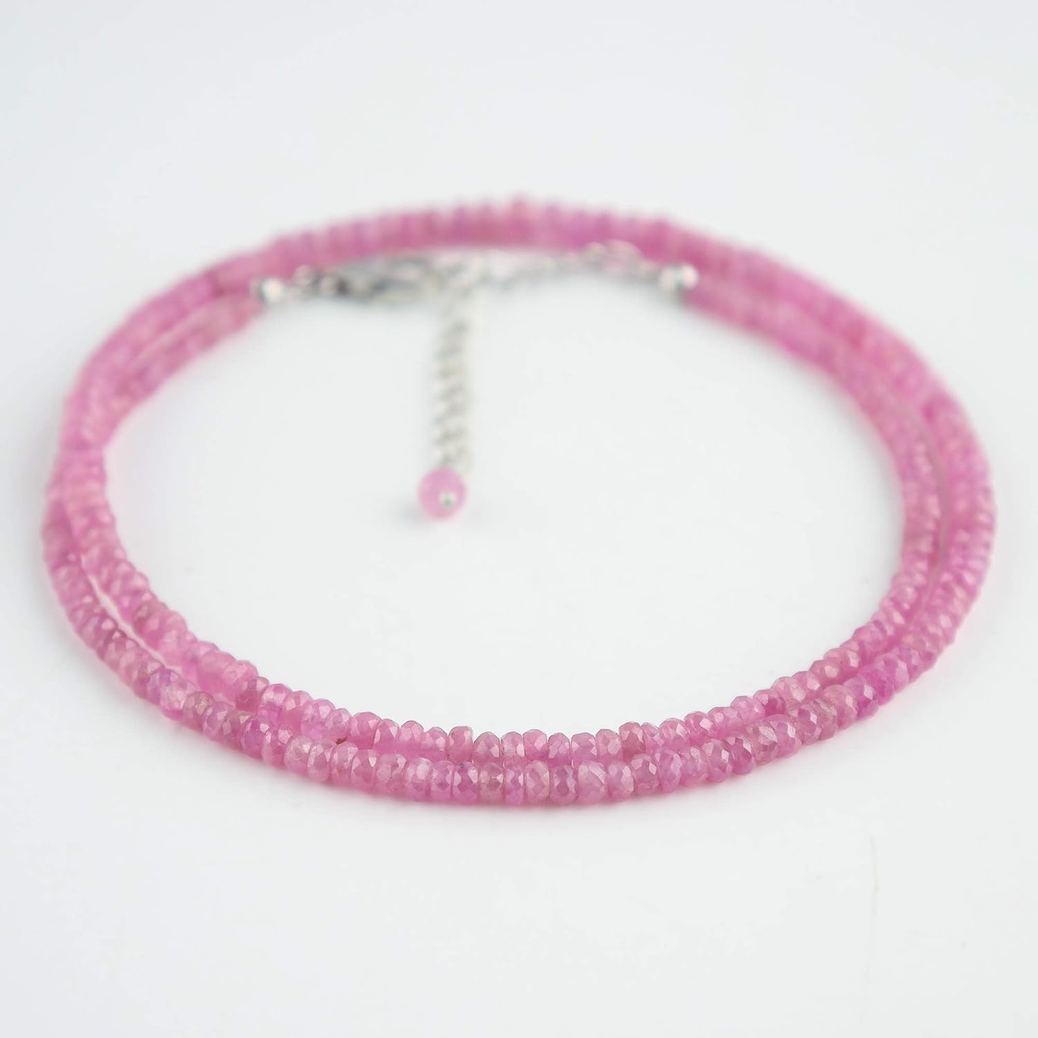 InfinityGemsArt Pink Sapphire Choker Necklaces, Natural Gemstone Beads Dainty Jewelry for Women, September Birthstone, Chakra Energy Crystals, 925 Sterling Silver Chain 18 inch, Elegant Gifts For Her - Image 5