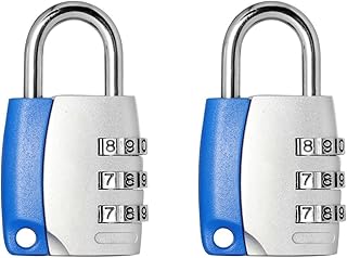 Padlock,Combination Locks, Luggage Coded Lock,Code Padlock,2 Pack, 3 Digit Padlocks with Code Security, Locker Padlock Zinc Alloy Body Weatherproof Outdoor for Gym School Locker Blue (GF-1)